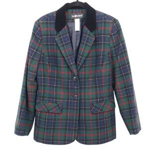 Sag Harbor Wool Blazer Women 8 Multi Preppy Classic Academia Dark Academia Retro